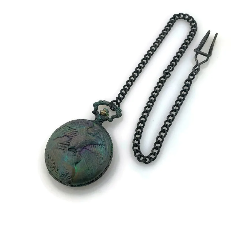 Eagle Pocket Watch with Cover, Multicolor Dial