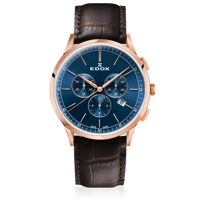 EDOX SWISS MADE 10236-37RC-BUIR LES VAUBERTS CHRONOGRAPH DATE