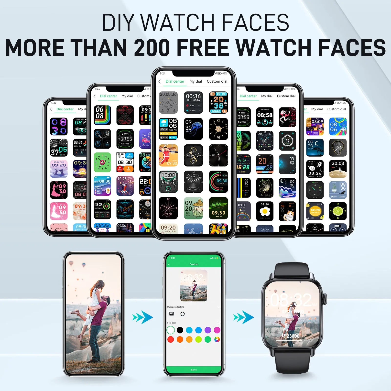 EIGIIS Smart Watch (Make/Answer Call), Fitness Watch with Heart Rate Blood Pressure Sleep Monitor, 1.83" Touch Screen Smartwatch for Women Men, Waterproof Activity Tracker Compatible with iPhone & Android