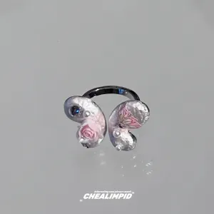 Elegant Floral Adjustable Rings Set