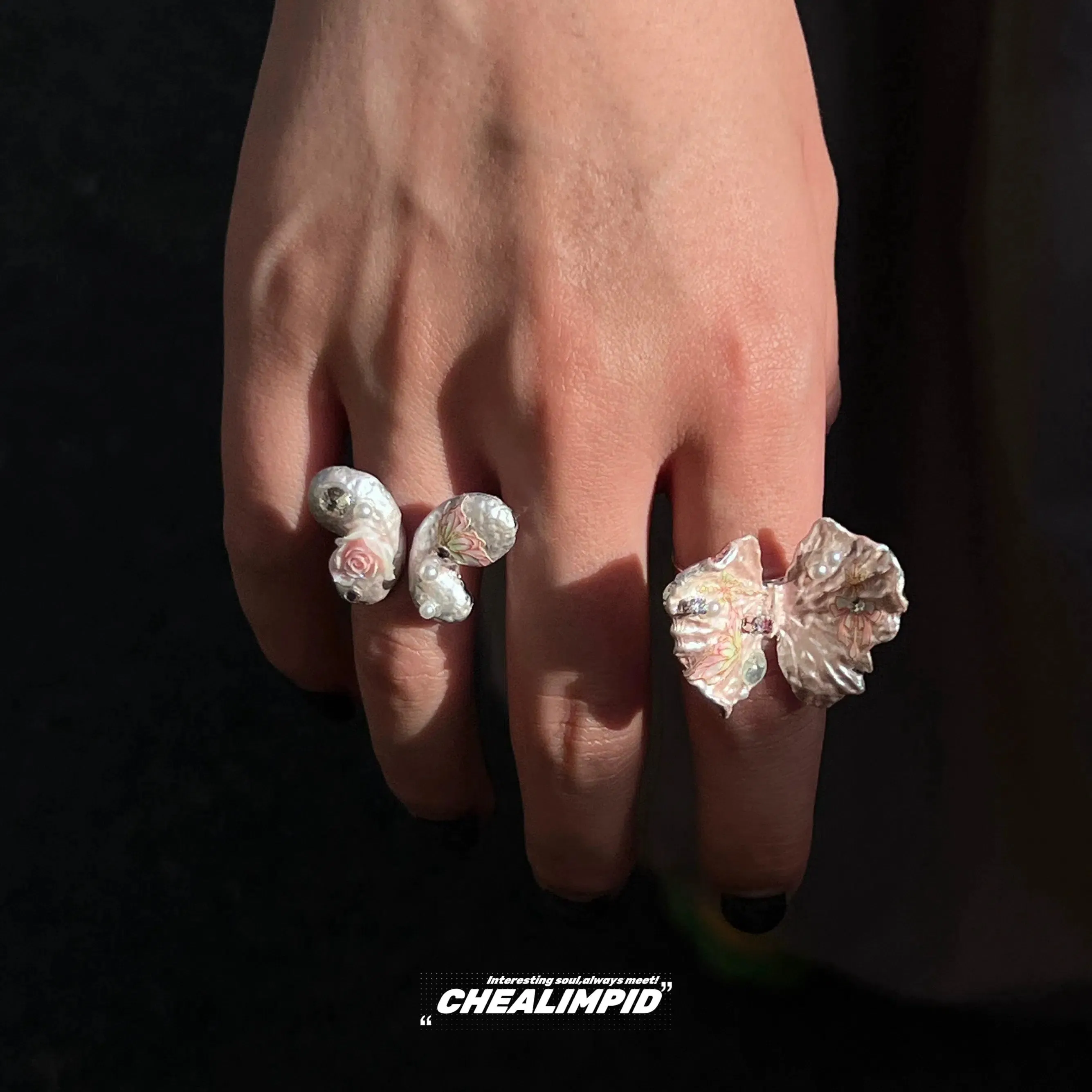 Elegant Floral Adjustable Rings Set