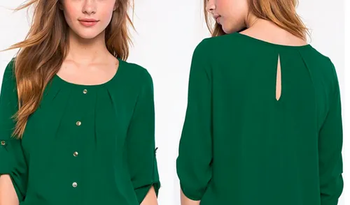 Elegant Ladies Formal Office Blouse O Neck Shirt