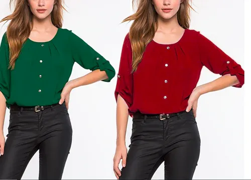 Elegant Ladies Formal Office Blouse O Neck Shirt