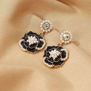 Elegant lady flower pearl women’s earrings