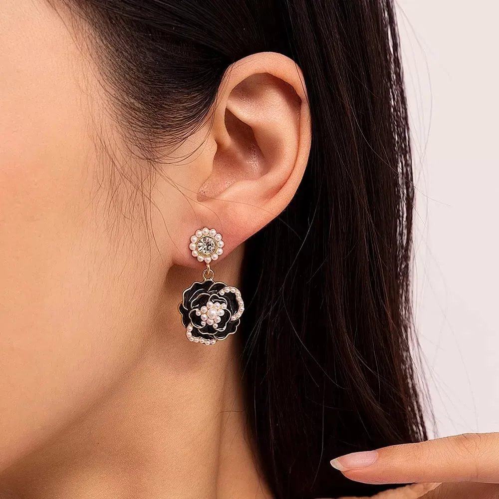 Elegant lady flower pearl women’s earrings