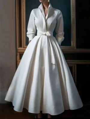 Elegant Women’s Mid-Length Shirt Dress