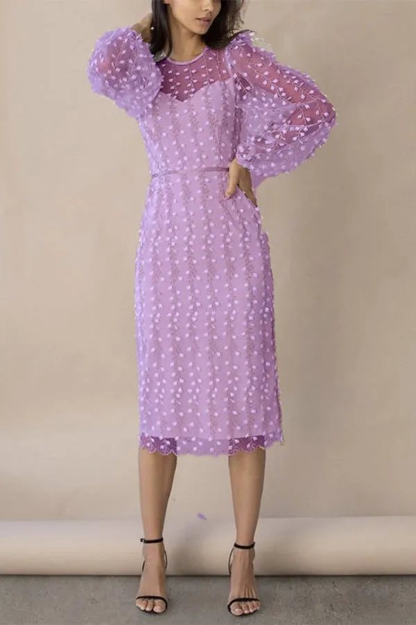 Embroidery Print Floral Mesh Women’s Elegant Party Dress