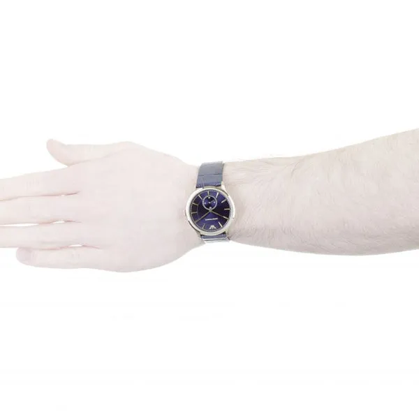 EMPORIO ARMANI Classic Blue Leather Strap Blue Dial Quartz Watch for Gents - EMPORIO ARMANI AR-1848