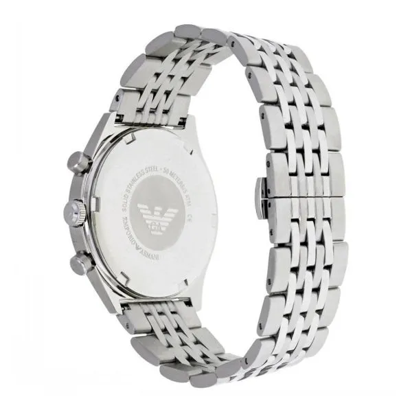 EMPORIO ARMANI Dress Silver Stainless Steel Blue Dial Chronograph Quartz Watch for Gents - AR1974