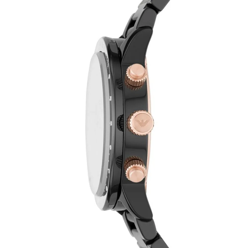 Emporio Armani Men’s Mario Analogue Quartz Stainless Steel Black Watch