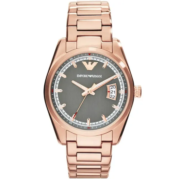 Emporio Armani Sportivo Rose Gold Stainless Steel Grey Dial Quartz Watch for Ladies - AR6020