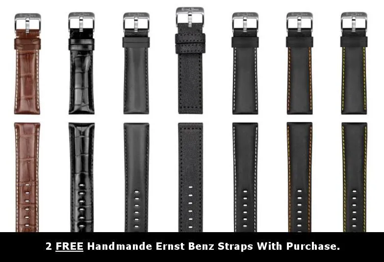 Ernst Benz Chronosport Slate Dial Brown Leather Band 44mm Automatic Men's Watch GC40215