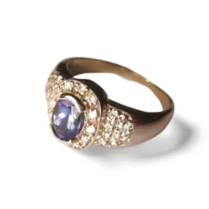 Exquisite 14K White Gold Diamond Tanzanite Designer Ring Band
