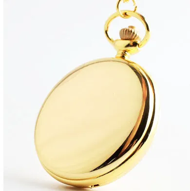 Fashion Silver/Bronze/Black/Gold Pocket Watch Smooth Quartz Pocket Watches Jewelry Alloy Chain Pendant Necklace Man Women Gift