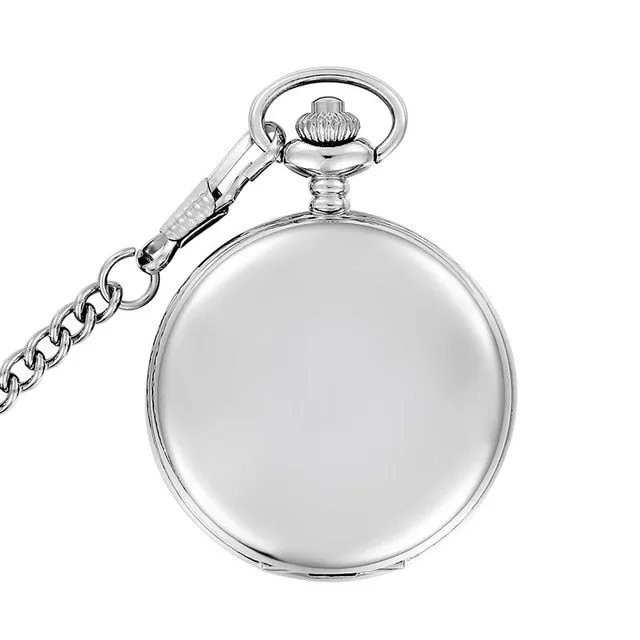 Fashion Silver/Bronze/Black/Gold Pocket Watch Smooth Quartz Pocket Watches Jewelry Alloy Chain Pendant Necklace Man Women Gift