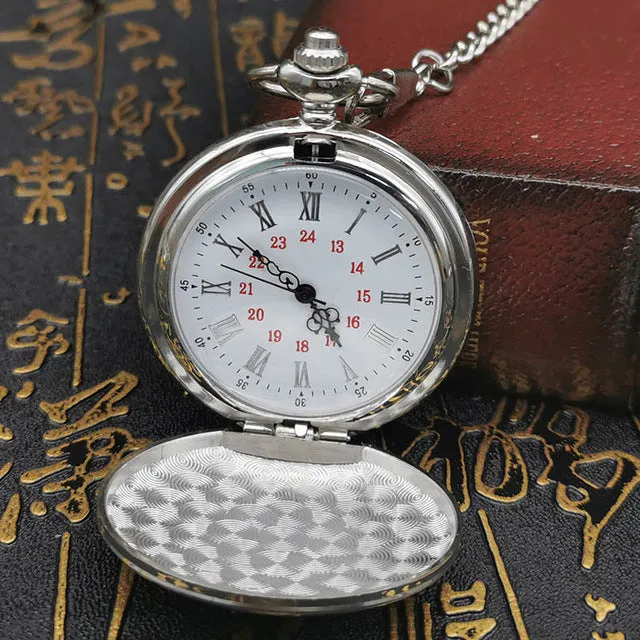 Fashion Silver/Bronze/Black/Gold Pocket Watch Smooth Quartz Pocket Watches Jewelry Alloy Chain Pendant Necklace Man Women Gift