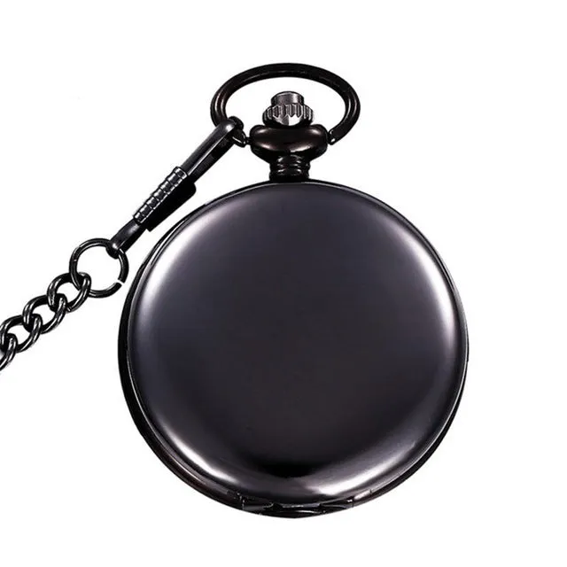 Fashion Silver/Bronze/Black/Gold Pocket Watch Smooth Quartz Pocket Watches Jewelry Alloy Chain Pendant Necklace Man Women Gift