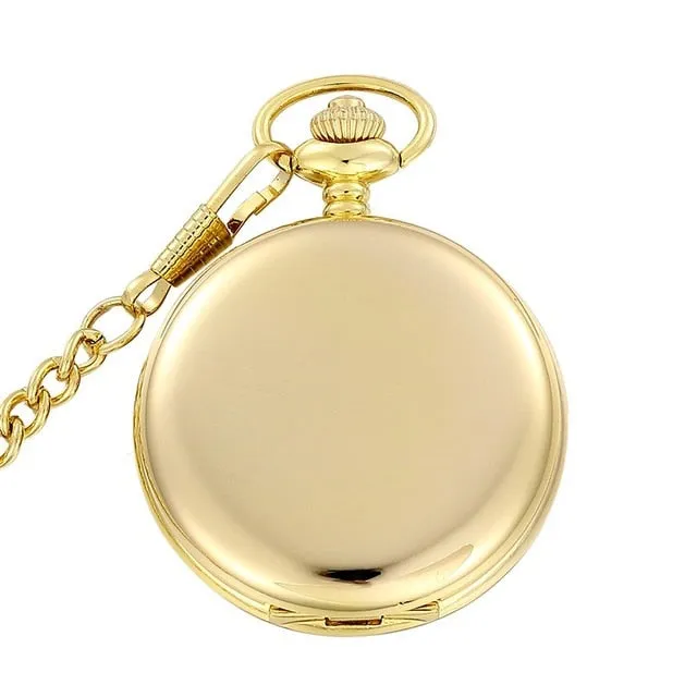 Fashion Silver/Bronze/Black/Gold Pocket Watch Smooth Quartz Pocket Watches Jewelry Alloy Chain Pendant Necklace Man Women Gift