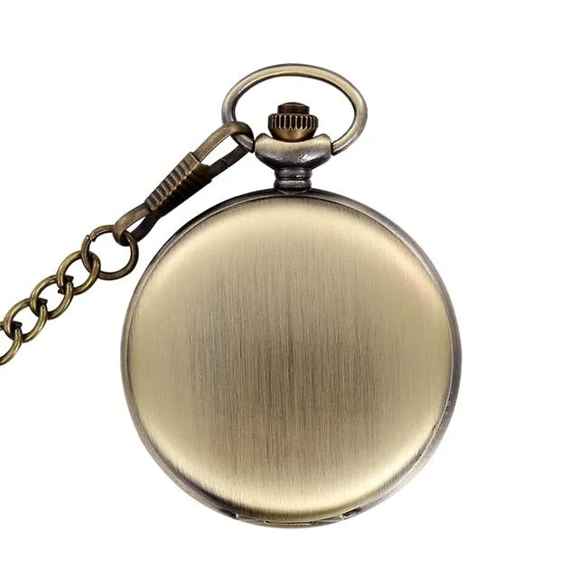 Fashion Silver/Bronze/Black/Gold Pocket Watch Smooth Quartz Pocket Watches Jewelry Alloy Chain Pendant Necklace Man Women Gift