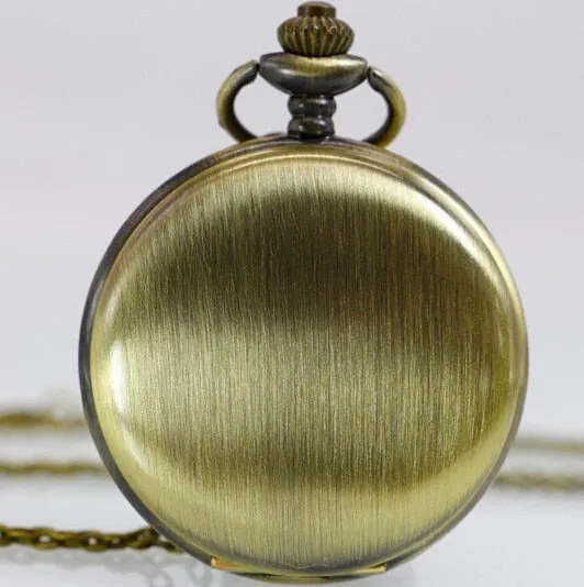 Fashion Silver/Bronze/Black/Gold Pocket Watch Smooth Quartz Pocket Watches Jewelry Alloy Chain Pendant Necklace Man Women Gift