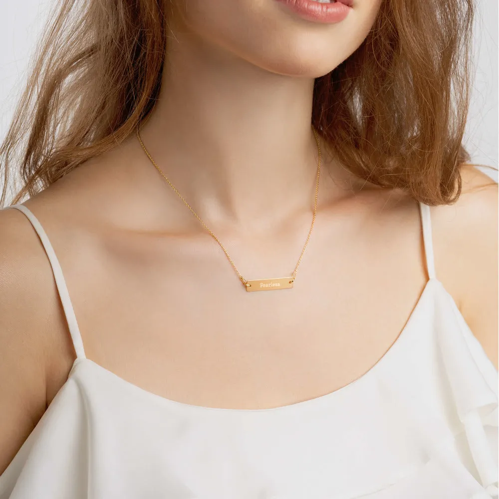 “Fearless” Engraved Self-Affirmation Bar & Chain Necklace