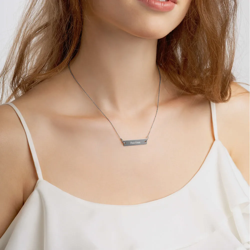 “Fearless” Engraved Self-Affirmation Bar & Chain Necklace