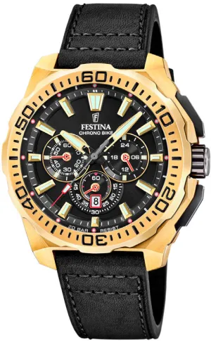 Festina Chrono Bike Gold Leather Watch