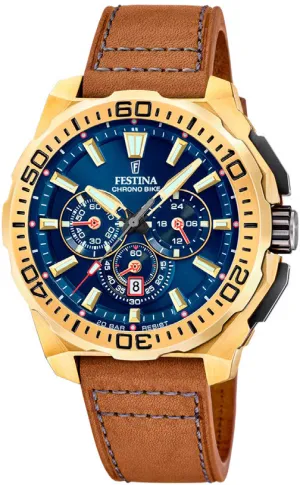 Festina Chrono Bike Gold Leather Watch