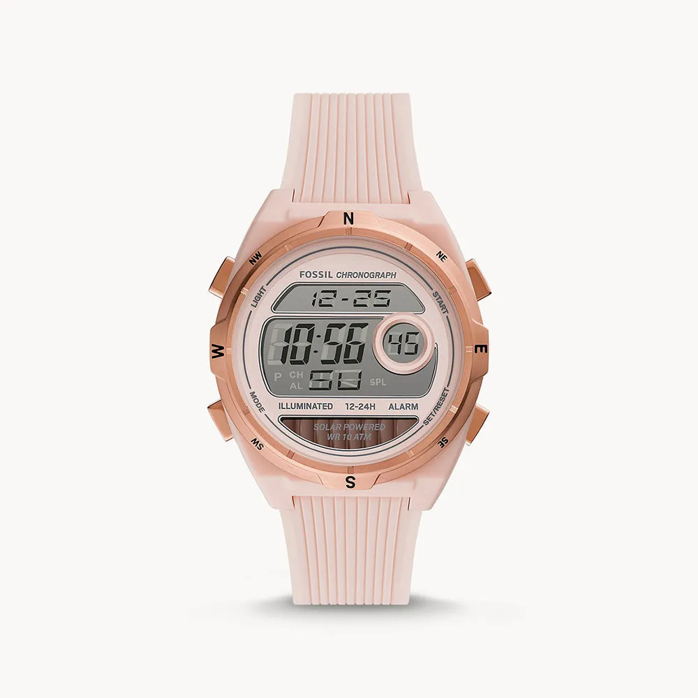 Fossil Everett Solar Powered Digital Pink Silicone Women's Watch - ES5194