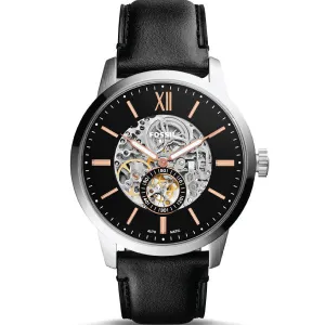 Fossil Townsman Black Leather Strap Black Dial Automatic Watch for Gents - ME3153