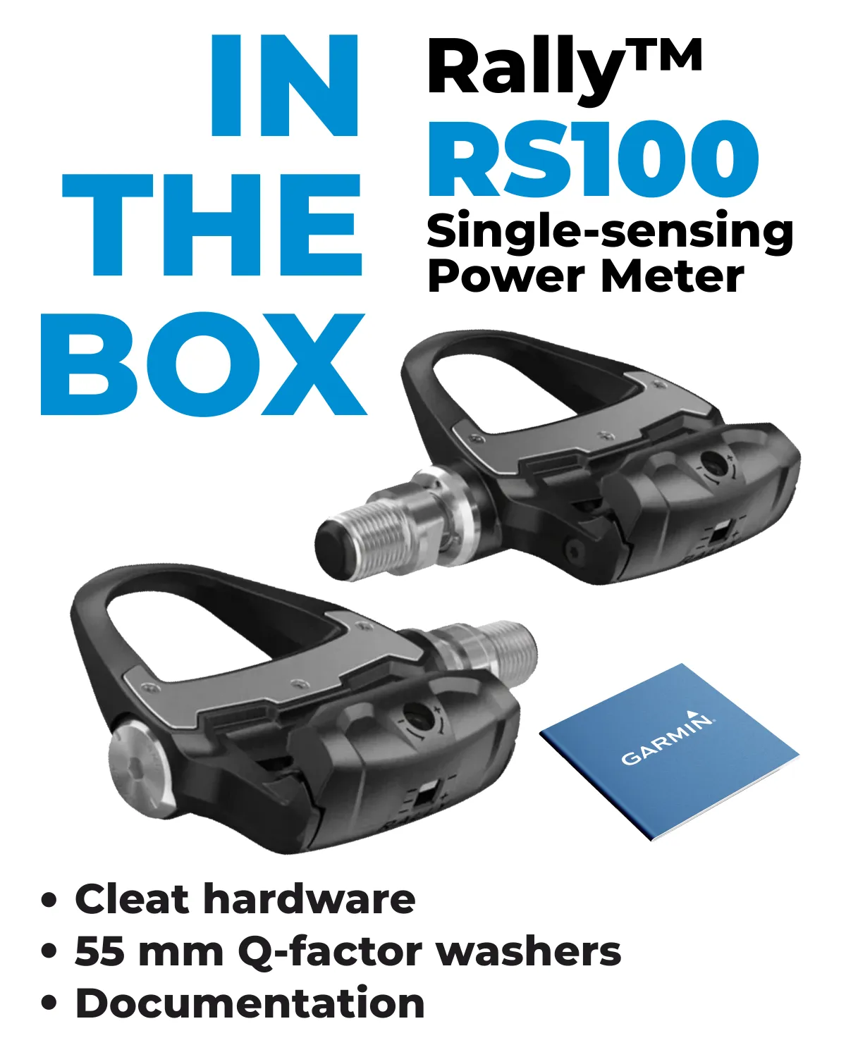 Garmin Rally RS100 Single-Sensing Power Meter Pedals, Reliable Power & Cadence Measurement, SHIMANO SPD-SL Cleat Compatibility 010-02388-03_W4U