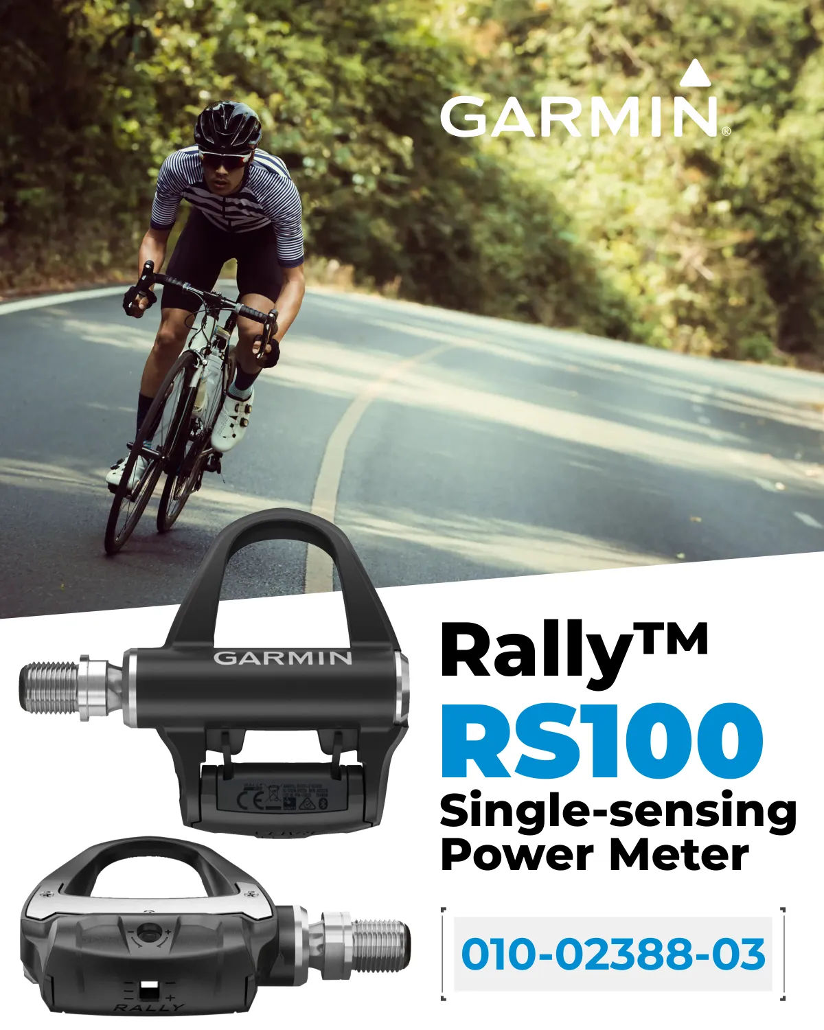 Garmin Rally RS100 Single-Sensing Power Meter Pedals, Reliable Power & Cadence Measurement, SHIMANO SPD-SL Cleat Compatibility 010-02388-03_W4U
