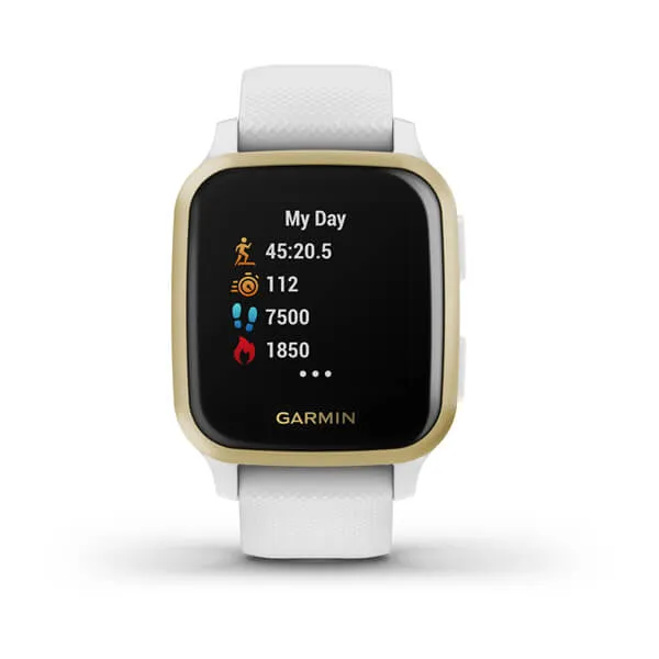 Garmin Venu Sq Gold Aluminium White Silicone Full Display Dial Smart Watch - 010-02427-11
