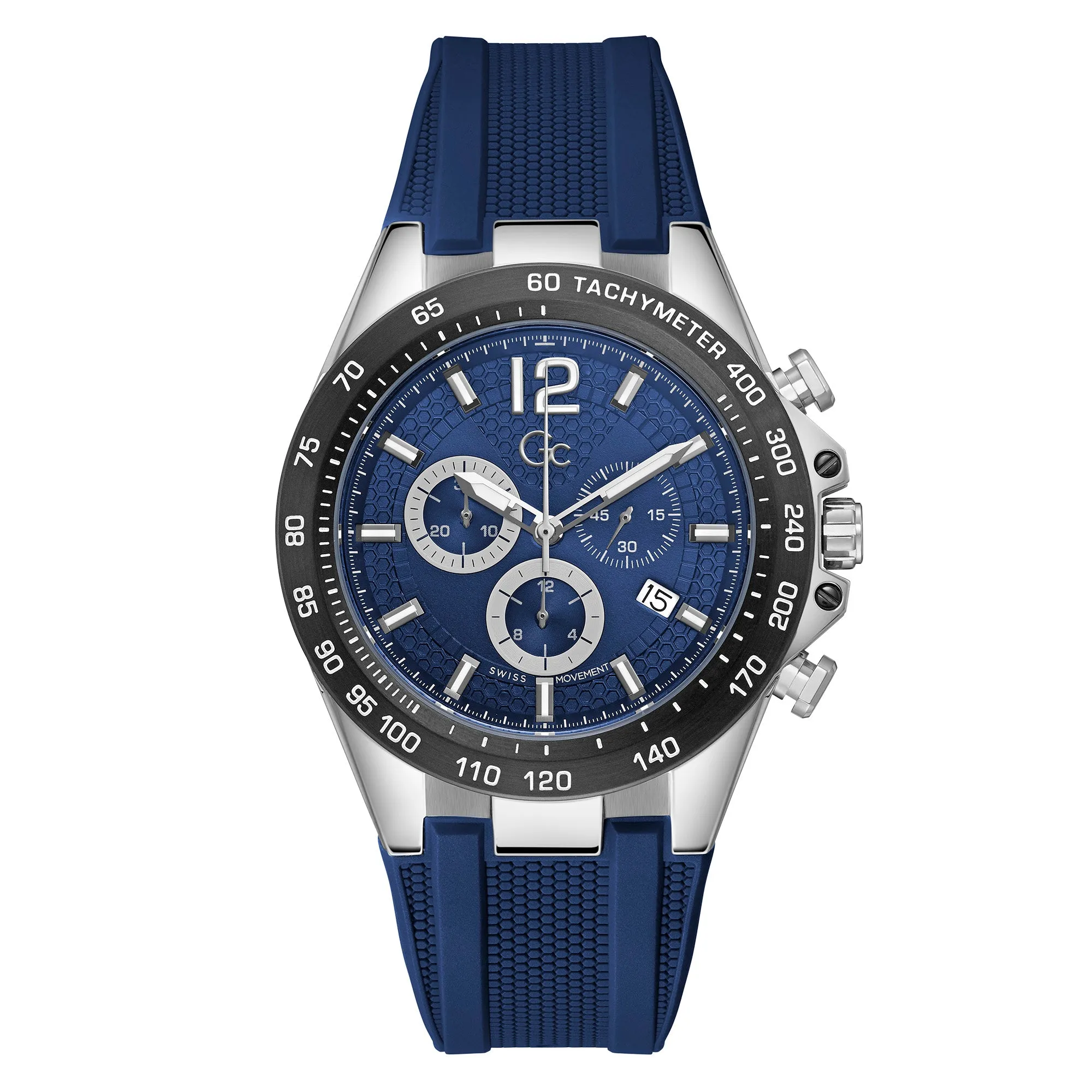 Gc Men's Watch Silver Case Quartz