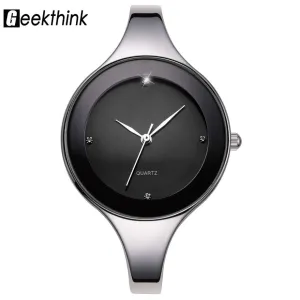 GEEKTHINK Luxury Brand Fashion Quartz Watch Stainless Steel Bracelet Watches