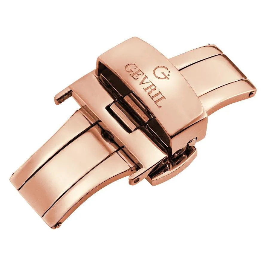 Gevril 18mm Polished Stainless Steel Deployment Buckle Clasp With Push Button