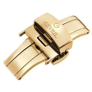 Gevril 18mm Polished Stainless Steel Deployment Buckle Clasp With Push Button