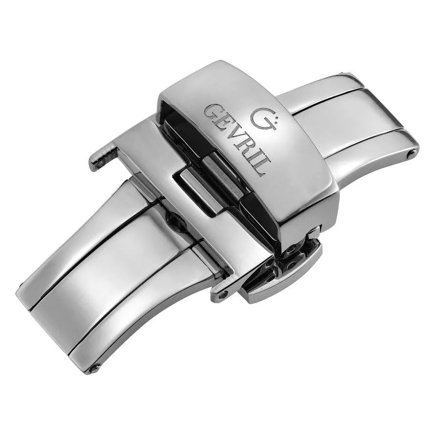 Gevril 18mm Polished Stainless Steel Deployment Buckle Clasp With Push Button