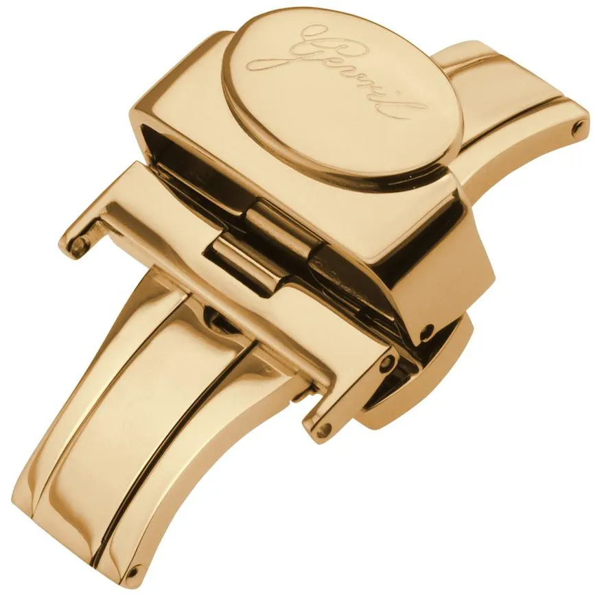Gevril 22mm Polished Stainless Steel Deployment Buckle Clasp With Push Button