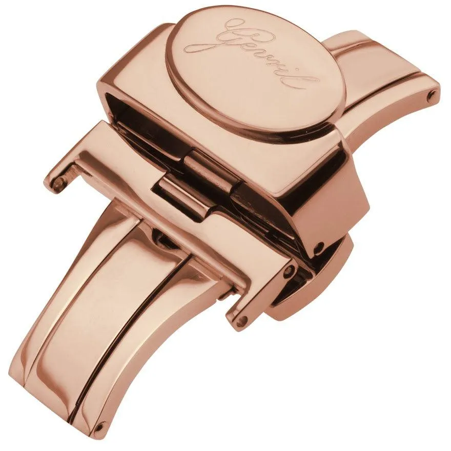 Gevril 22mm Polished Stainless Steel Deployment Buckle Clasp With Push Button