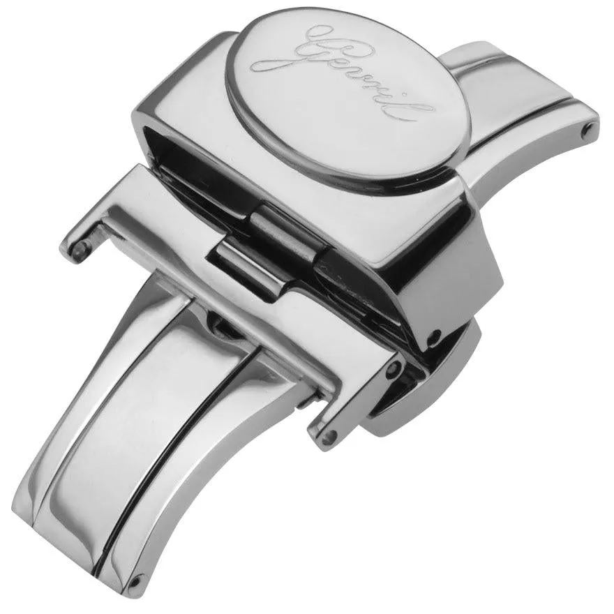 Gevril 22mm Polished Stainless Steel Deployment Buckle Clasp With Push Button