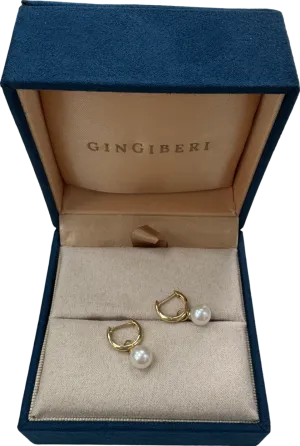 GINGIBERI 18k Solid Yellow Gold And Real Pearl Daily Reverie Earrings