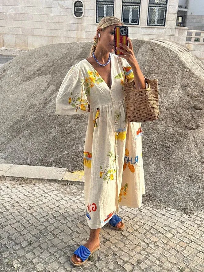 Giulia – Elegant Linen-Blend Women’s Maxi Dress
