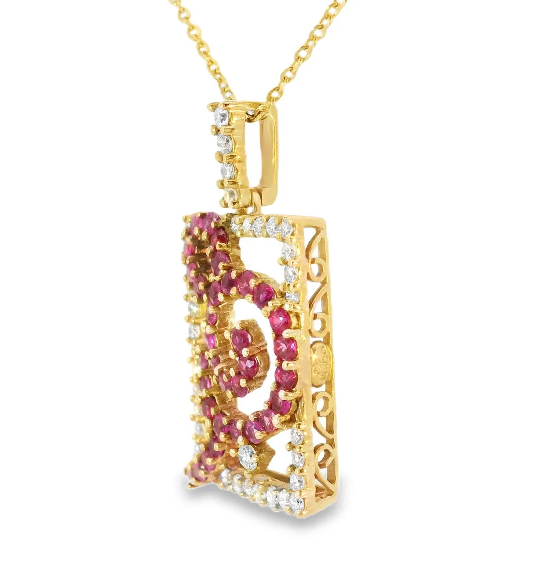 Gorgeous Estate 18K Pink Rose Gold Diamond Sapphire Pendant Slide