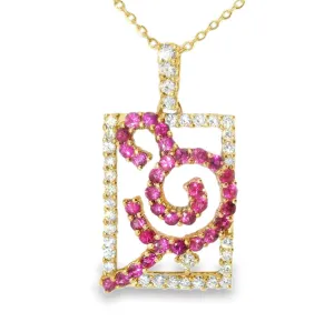 Gorgeous Estate 18K Pink Rose Gold Diamond Sapphire Pendant Slide
