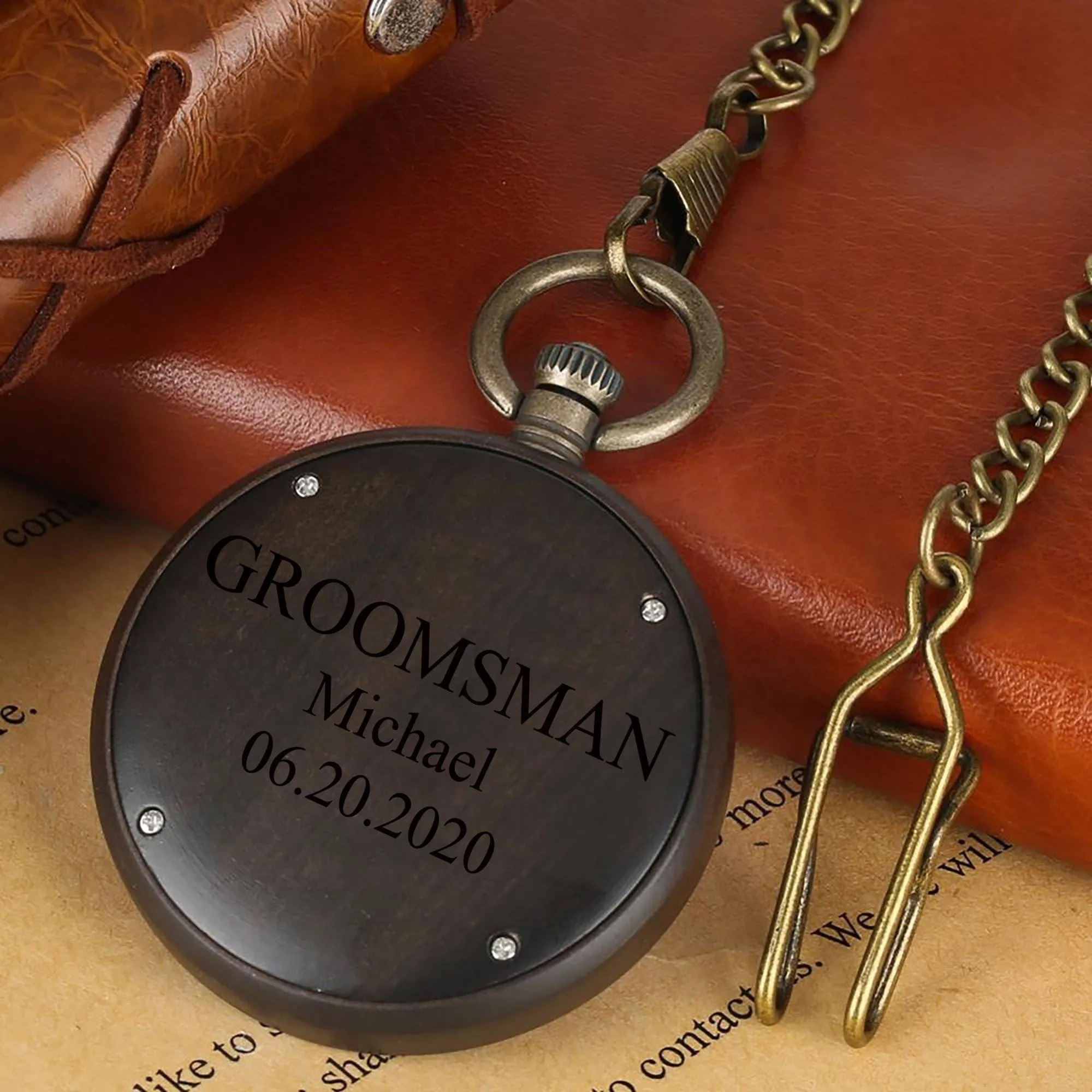 Groomsmen Set of 9 Wooden Pocket Watch | Valor
