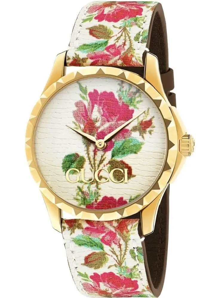 Gucci G-Timeless Leather Strap Women's Watch YA1264084