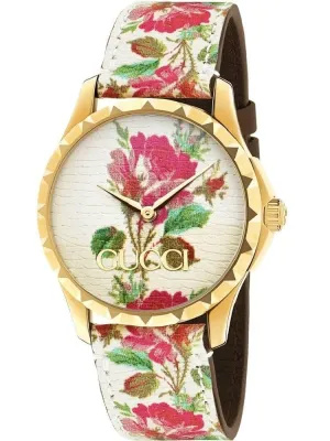 Gucci G-Timeless Leather Strap Women's Watch YA1264084