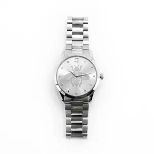 Gucci G-Timeless YA1264126 Iconic Stainless Steel Silver Bee 38mm Unisex Watch