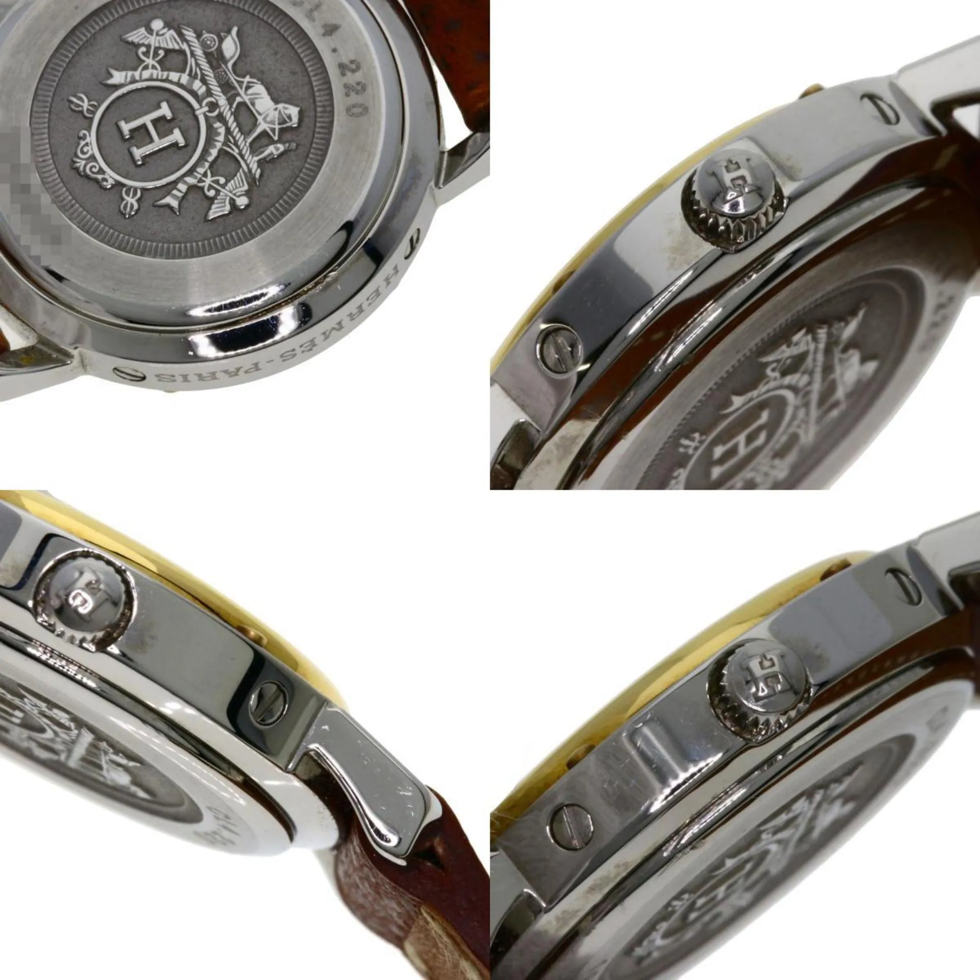 Hermes CL4.220 Clipper Watch Stainless Steel Leather Women's HERMES